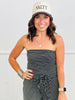 Black Stripe Strapless Top & Pant Set (Reg.)