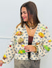 Queen Of Sparkles Ivory Flower Print Thanksgiving Meal Cardigan (Reg. and Plus)