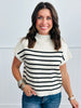 Mock Neck Striped Sweater (Reg)-3 Colors