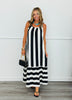 Black & White Vertical Stripe Maxi Dress (Reg. & Plus)