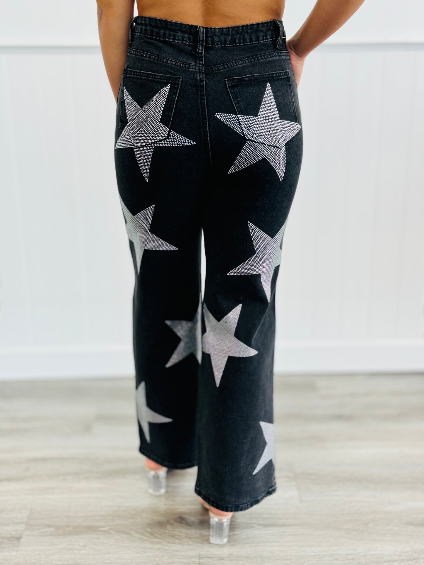 Black Rhinestone Stars Jeans (Reg)