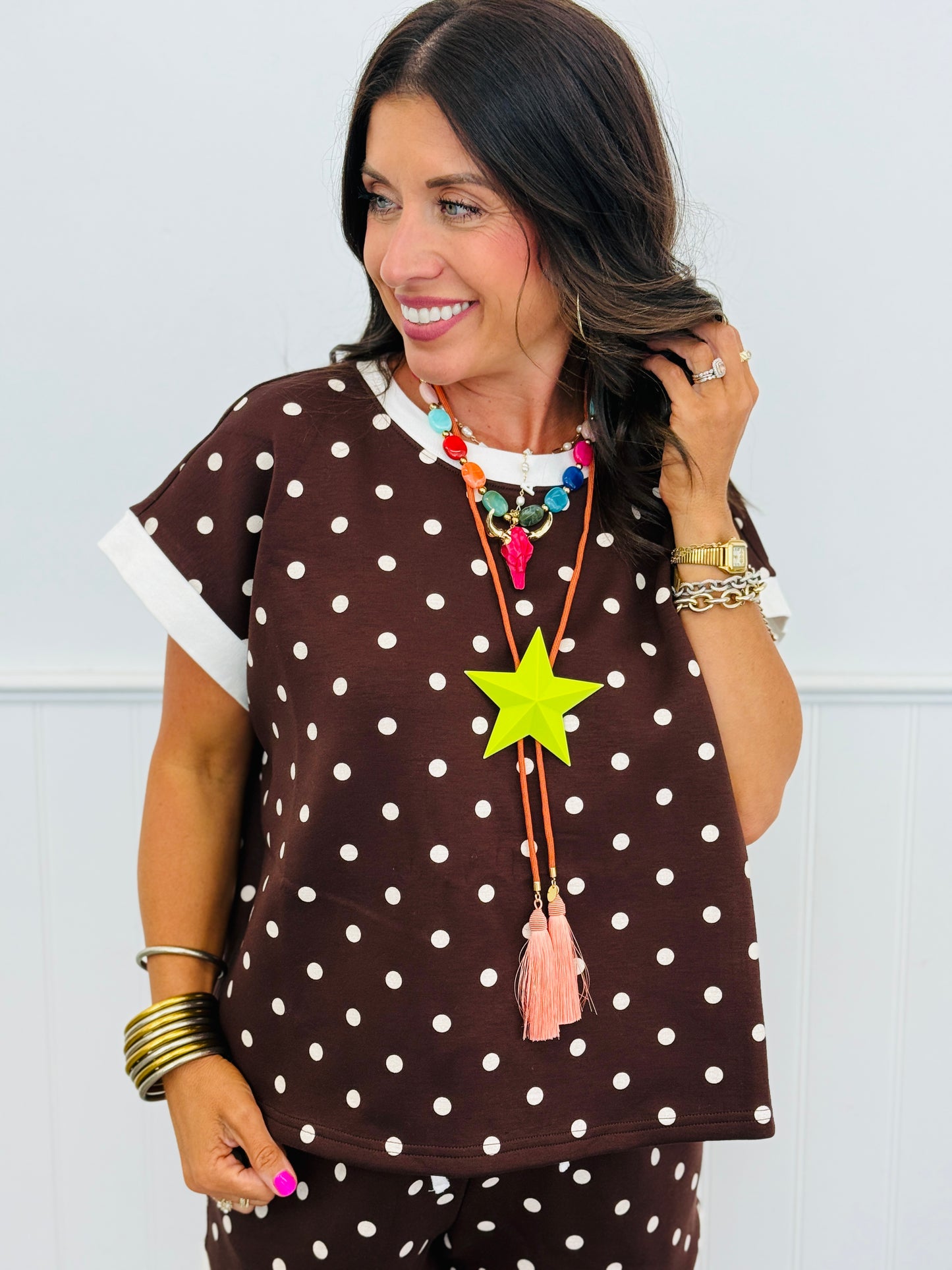 Chocolate Polka Dot Top & Shorts Set (Reg.)