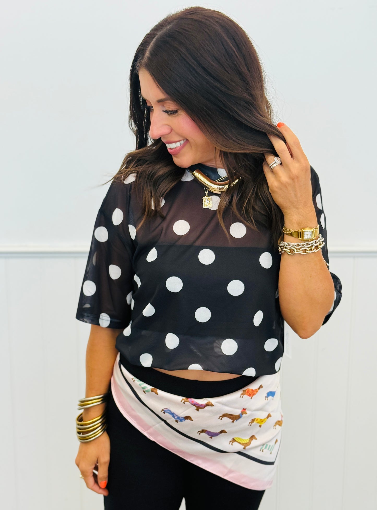 After Dark Polka Dot Emma Mesh Tee (Reg. and Plus)