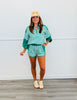 Green Stripe Half Zip Top & Shorts Set (Reg.)