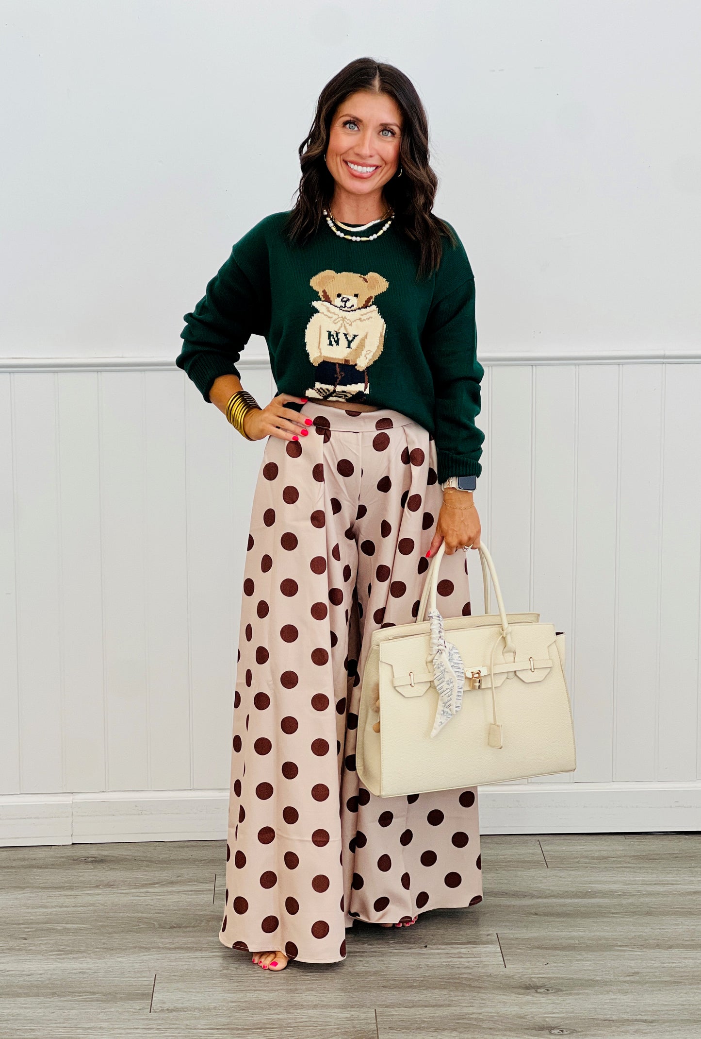 Polka Dot Pleated Palazzo Pants (Reg.)