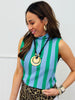 Striped Mock Neck Sleeveless Top (Reg.)-2 Colors