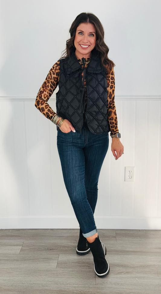 Leopard Print Mesh Long Sleeve Bodysuit (Reg. and Plus)