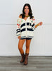 Cream Multi Contrast Stripe Sweater Cardigan (Reg.)