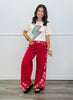 POL Red Paisley Contrast Relaxed Pants (Reg.)