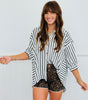 Half Sleeve Striped Button Down Shirt (Reg & Plus)-2 Colors
