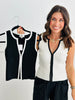 Contrast V-Neck Sweater Vest Top (Reg)-2 Colors