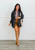 Leopard Print Mock Neck Mesh LS Top (Reg.)