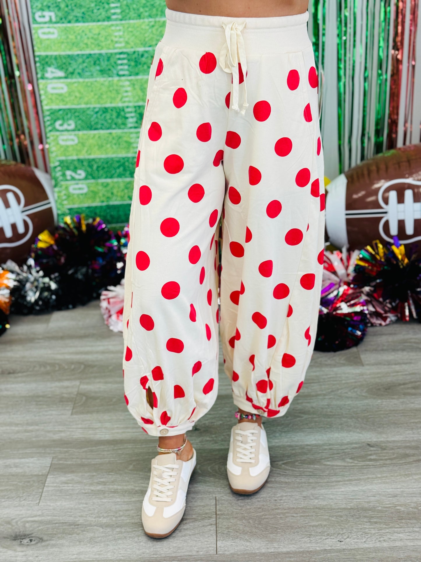 Red/Ivory Polka Dot Balloon Pants (Reg & Plus)