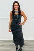Black Denim Back Zip Midi Dress (Reg & Plus)