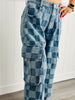 Washed Denim Checkered Cargo Pants (Reg)