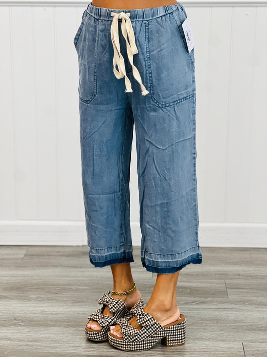 Denim Patch Pocket Wide Leg Pants (Reg. and Plus)