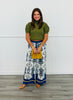 White/Navy Medallion Print Pants (Reg & Plus)