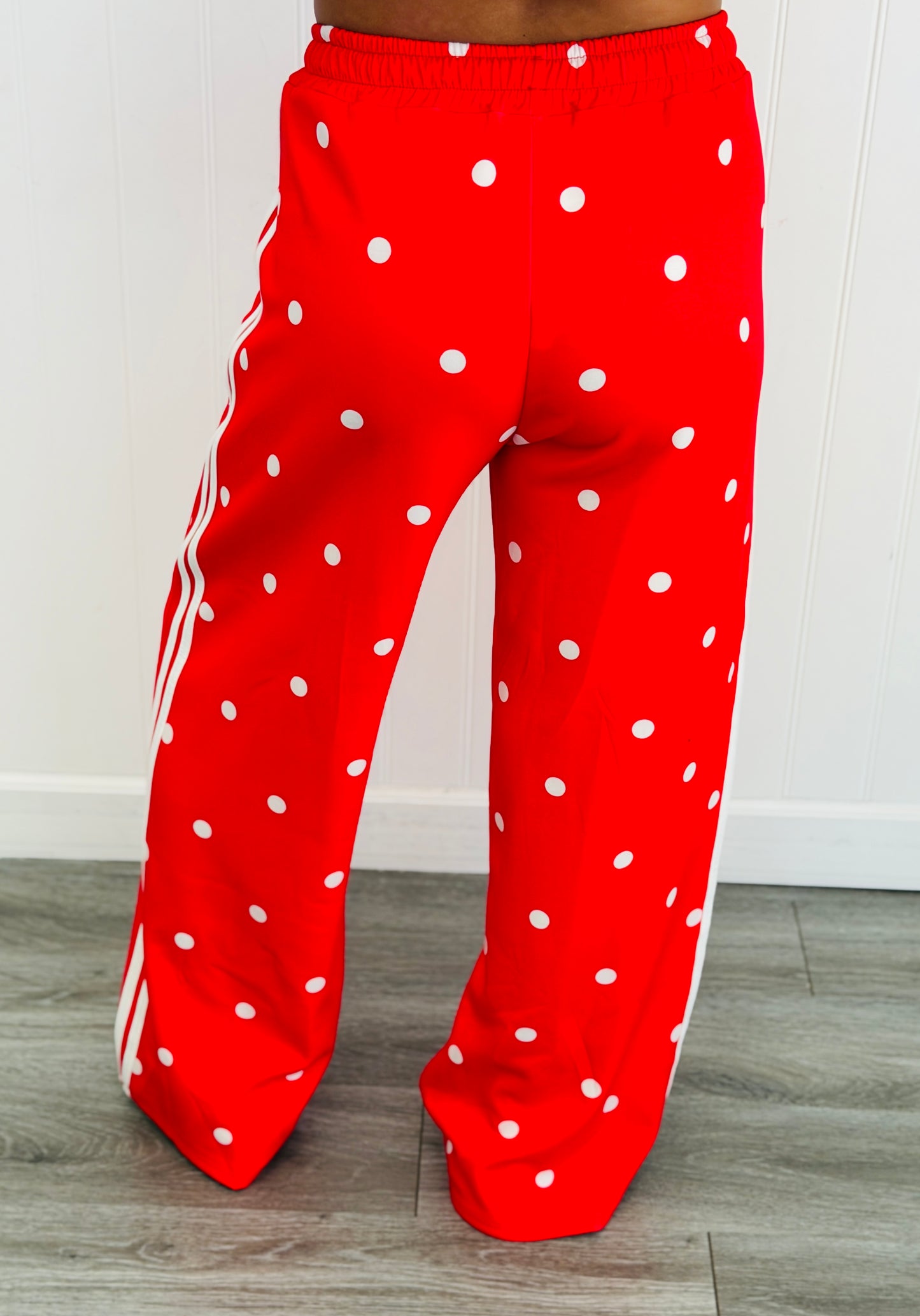 Red Polka Dot Side Stripe Pants (One Size)