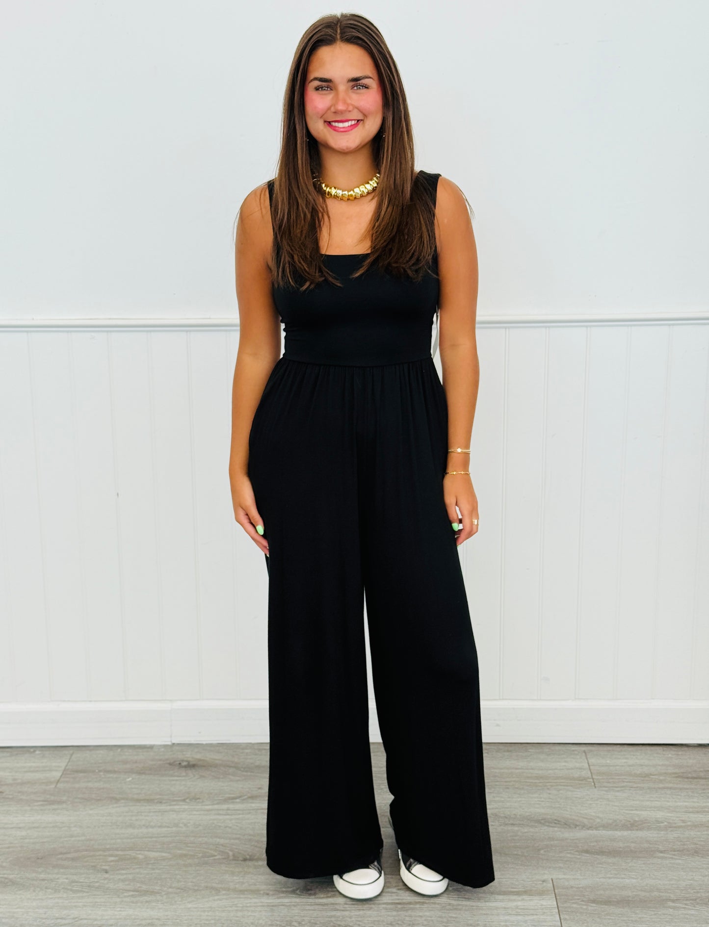 Black Square Neck Tank Jumpsuit (Reg.)