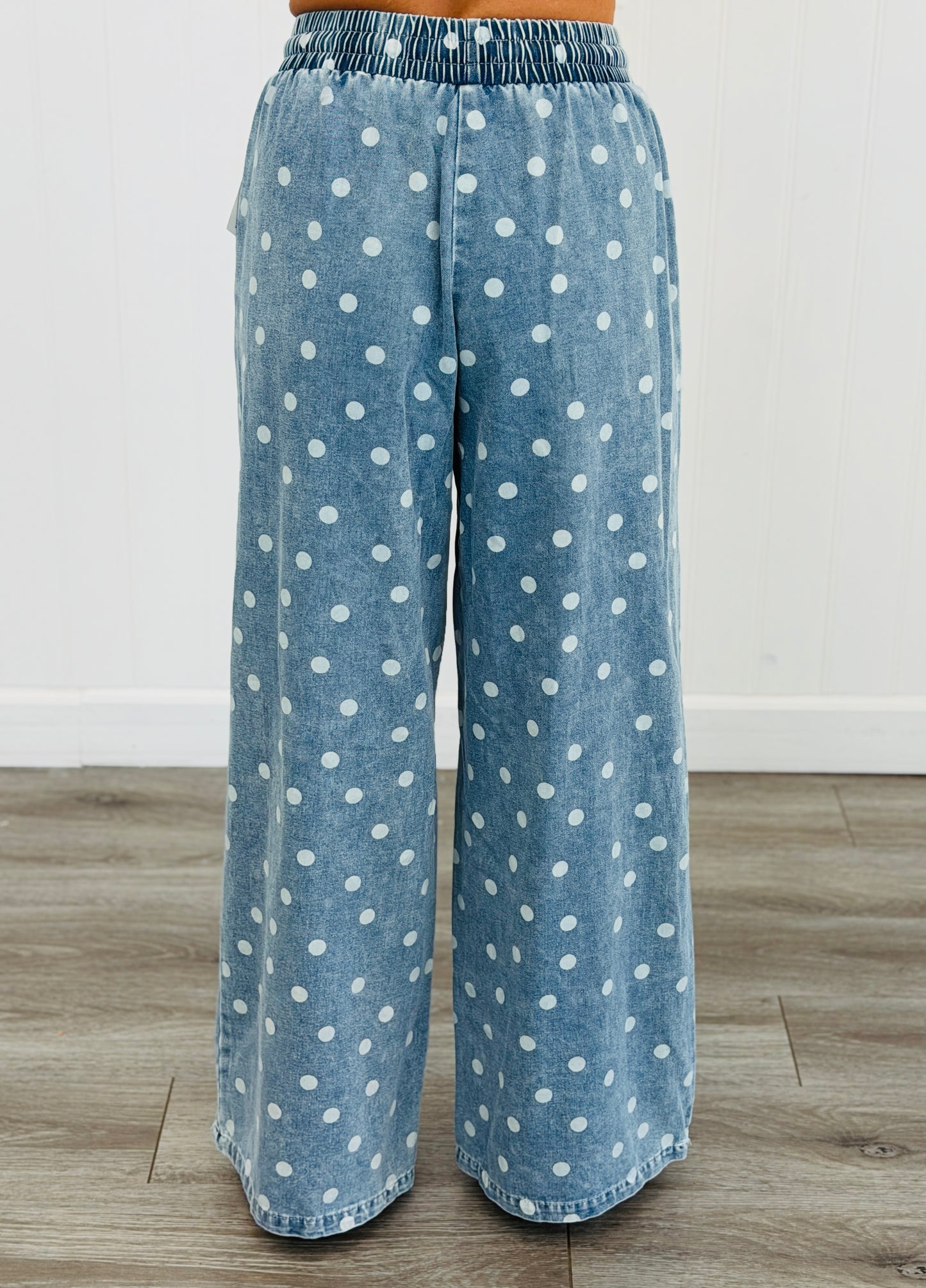 Denim Polka Dot Drawstring Pants (Reg.)