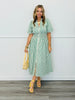 Green Striped Front Zip Midi Dress (Reg & Plus)
