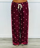 Burgundy Polka Dot Side Stripe Pants (One Size)