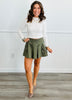 Olive Pleated Mini Skirt (Reg.)