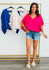 Satin Jacquard Print Bubble Hem Top (Reg. & Plus)- 3 Colors