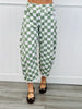 Sage Checkered Print Denim Barrel Pants (Reg & Plus)