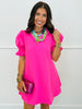 Hot Pink Tie Back Mini Dress (Reg.)