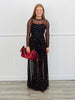 Black Cherry Print Mesh Maxi Dress (Reg & Plus)