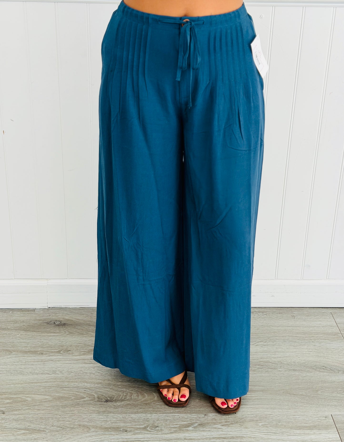 Wide Leg Pleated Drawstring Pants (Reg.) - 2 Colors