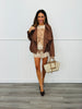 Brown Leopard Lace Trim Pocket Shorts (Reg.)