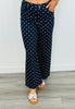 Navy Polka Dot Wide Leg Pants (Reg.)