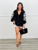 POL Black Crochet Sleeve Chenille Sweater Cardigan (Reg.)