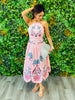 Pink Embroidered Halter Neck Midi Dress (Reg.)