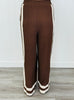 Chocolate Contrast Stripe Shirt & Pants Set (Reg & Plus)