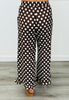 Brown/Cream Polka Dot Ruffle Hem Pants (Reg. and Plus)