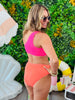 Peach/Pink Ring One Shoulder 1-Piece (Reg. & Plus)