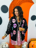 Black Glitter Skulls Sequin Sleeves Cardigan (Reg. and Plus)