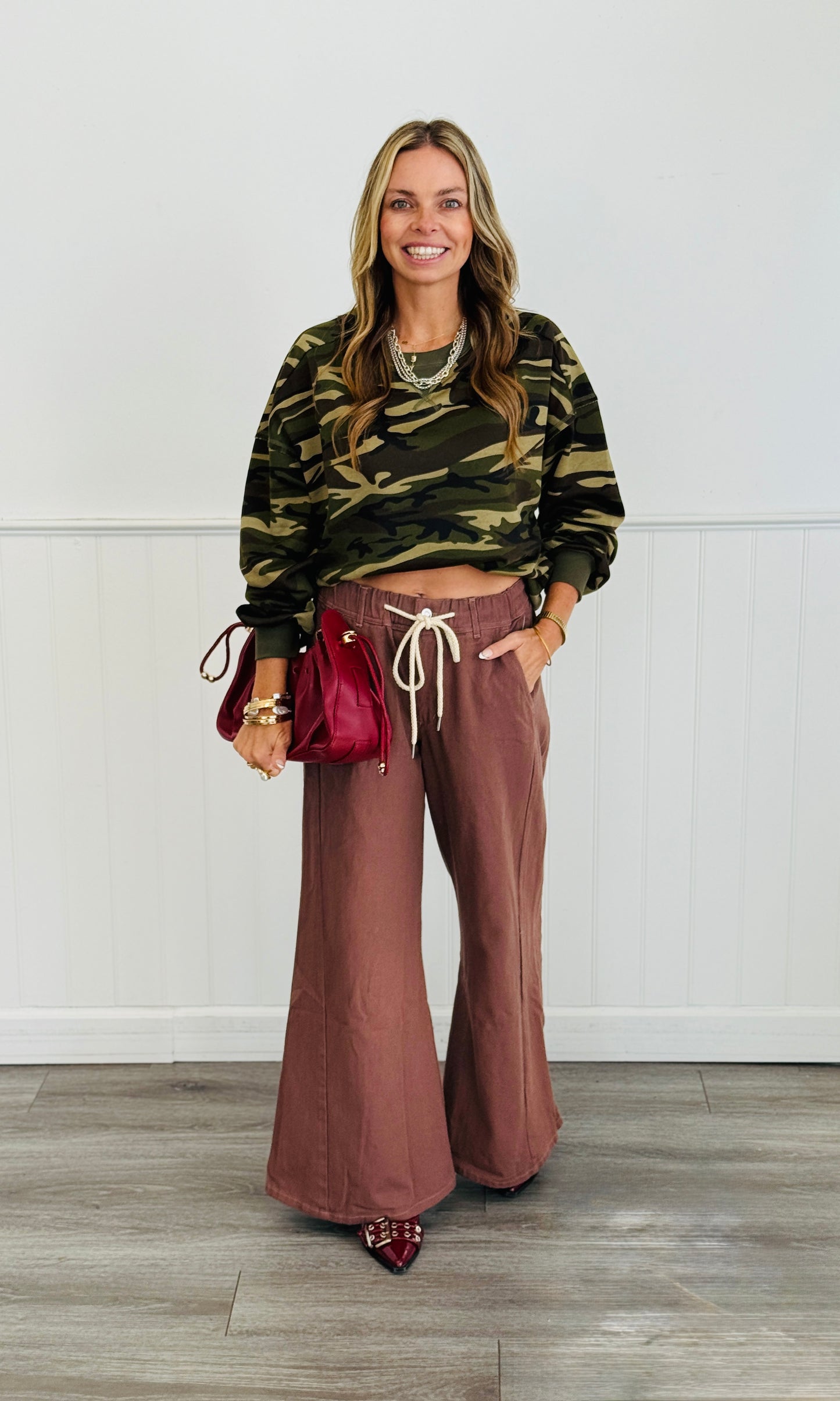 Brown Wide Leg Pants (Reg. and Plus)