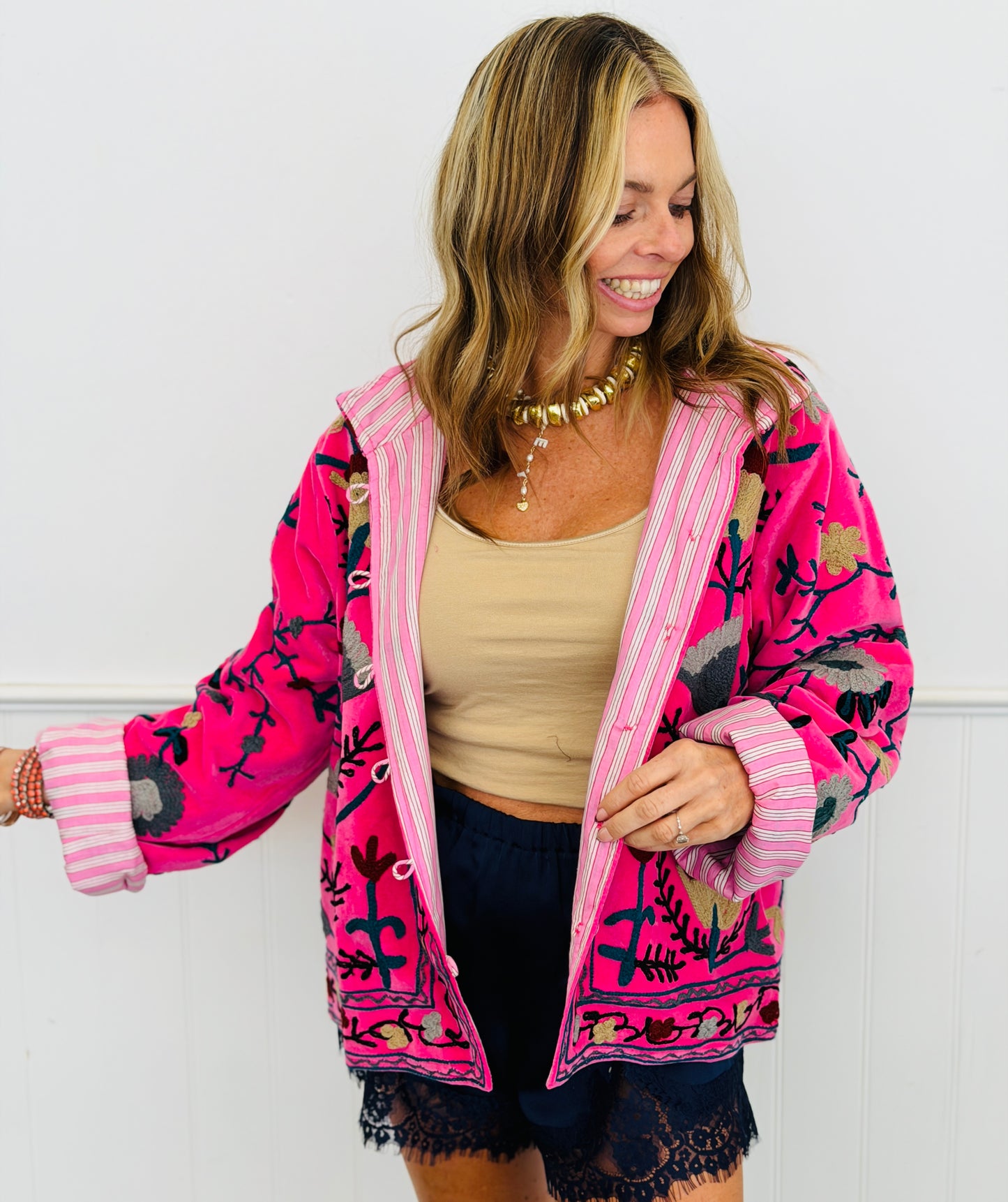 POL Hot Pink Velvet Embroidered Jacket (Reg.)