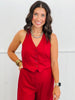Twill Vest Open Back Jumpsuit (Reg)-2 Colors