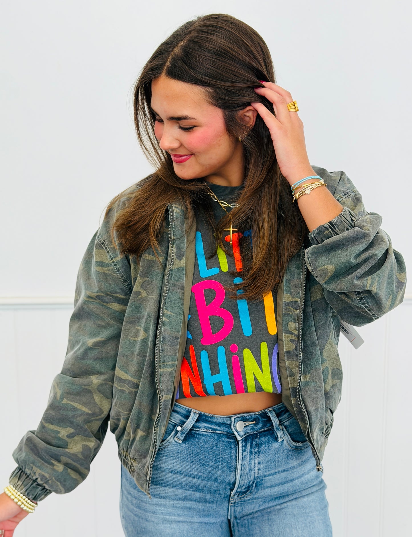 Dark Green Camo Zip Up Jacket (Reg)