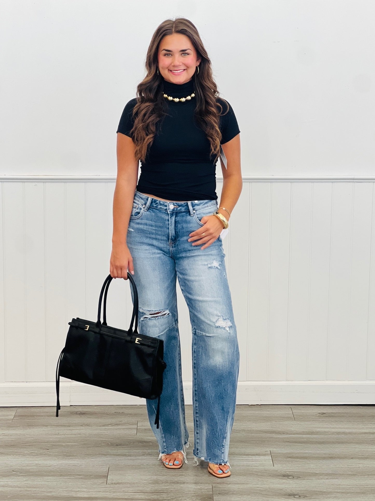 Risen Medium Distressed Design Jeans (Reg & Plus)