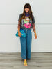 Deer Print Mock Neck Mesh Top (Reg. and Plus)