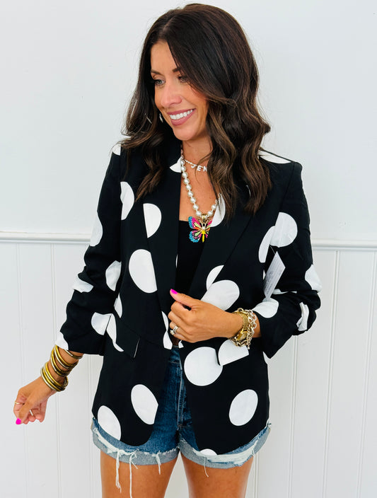 Black/White Polka Dot Blazer (Reg & Plus)