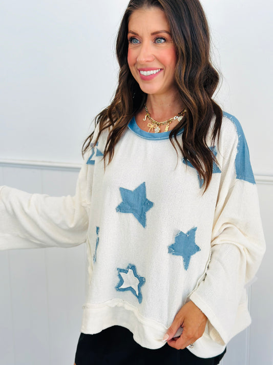 POL Ivory Denim Star Patch Top (Reg)