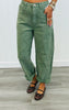 Olive Denim Barrel Pants (Reg.)