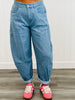 Light Denim Print Barrel Pants (Reg & Plus)